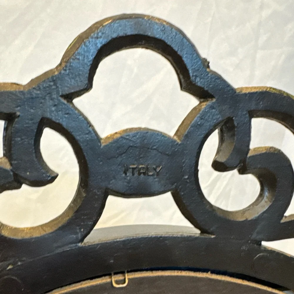 Elegant Black Oval Large Table Top Vanity Mirror by Euromarchi - Made in Italy - Picture 5 of 9